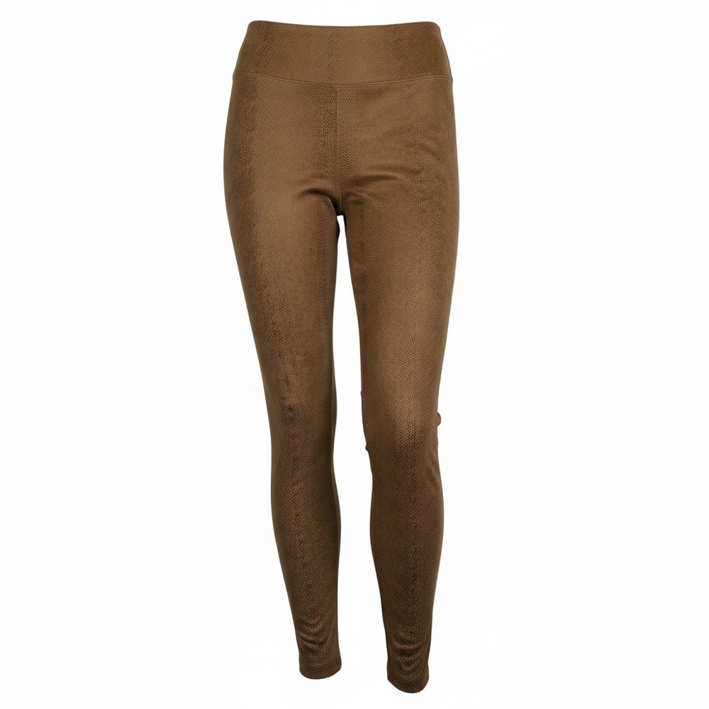 WHBM Runway Leggings Womens 6 Brown Faux Suede Reptile High Rise Stretch